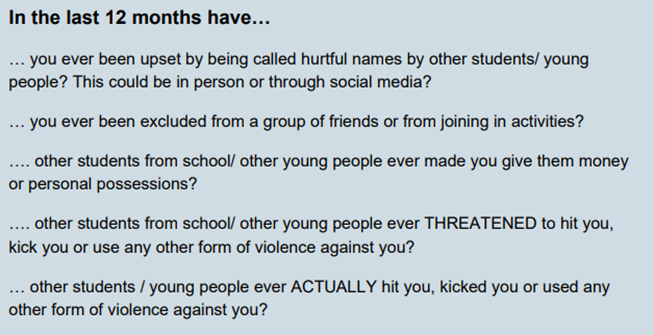 questions asked in the survey